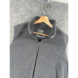 LL Bean Vest Womens 1X Gray Fleece Full Zip Plus Size Lightweight Pockets Collar